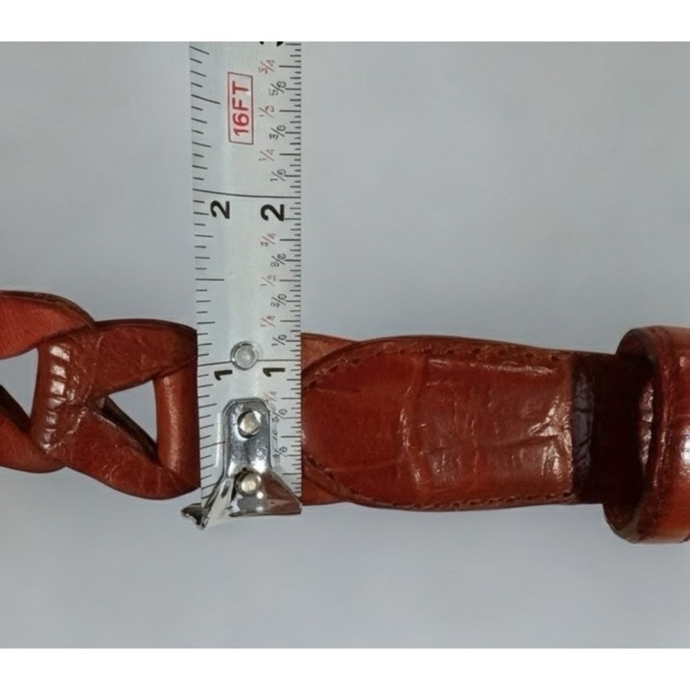 Brighton Braided Leather Belt Women Size 36 Brown Croc Embossed Boho Western - Picture 9 of 10